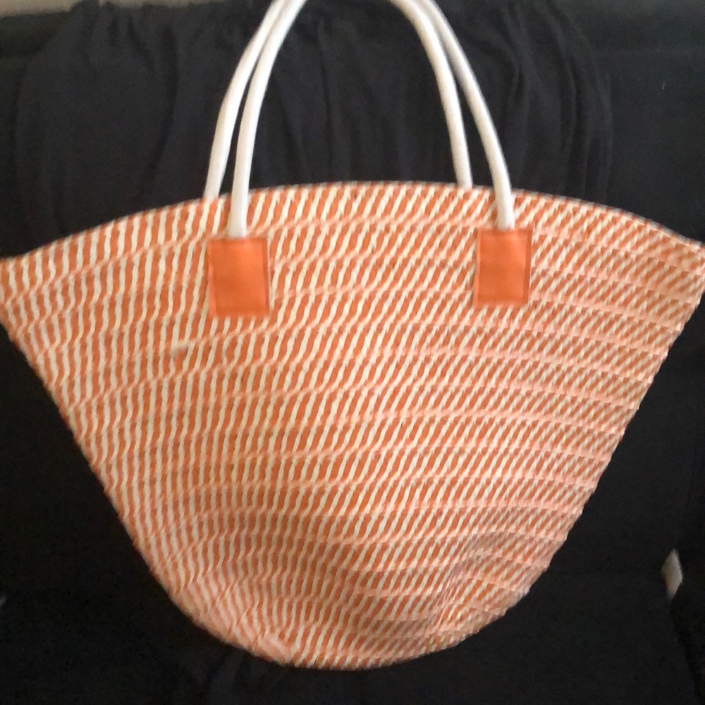 Orange straw tote